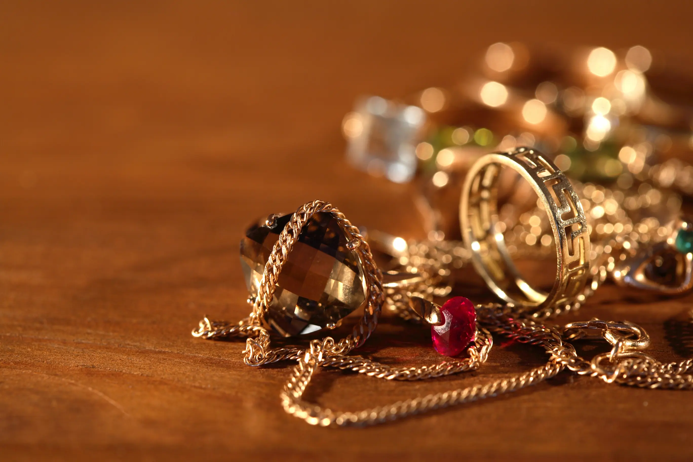 Assorted gold jewelry pieces