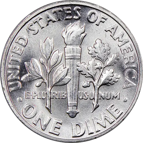 Silver Roosevelt Dime, back