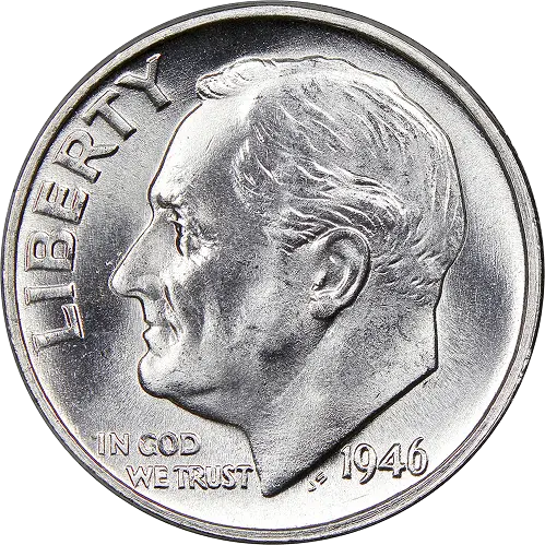 Silver Roosevelt Dime, front