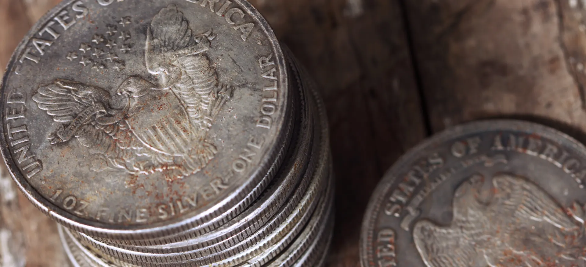 Stack of old silver US coins