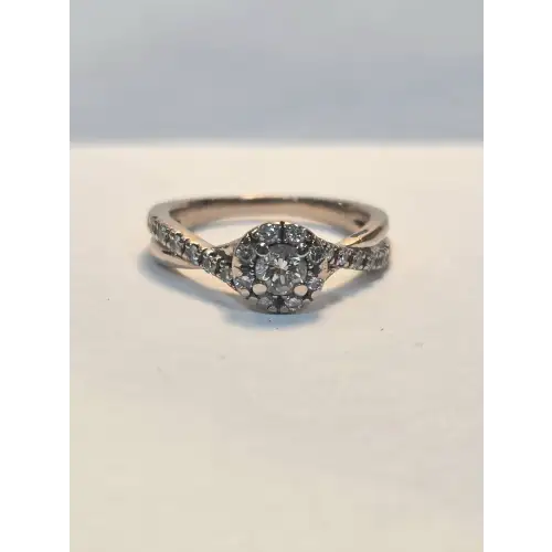 10K Rose Gold Halo Engagement Ring