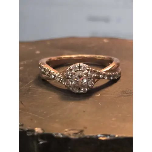 10K Rose Gold Halo Engagement Ring (2)