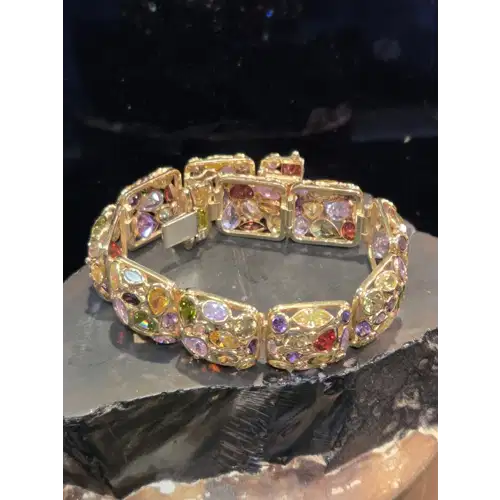 14K Yellow Gold Tutti Frutti Multi Gemstone Bracelet (RK-441)