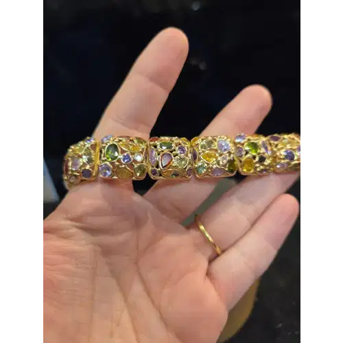 14K Yellow Gold Tutti Frutti Multi Gemstone Bracelet (RK-441)