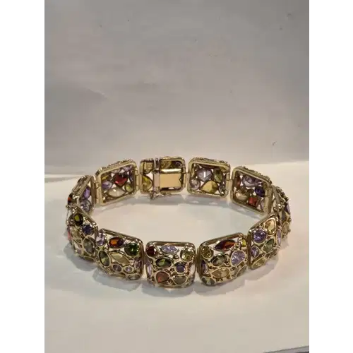 14K Yellow Gold Tutti Frutti Multi Gemstone Bracelet (RK-441)