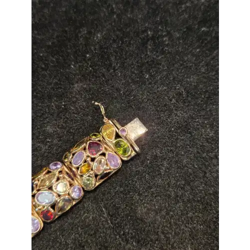 14K Yellow Gold Tutti Frutti Multi Gemstone Bracelet (RK-441)