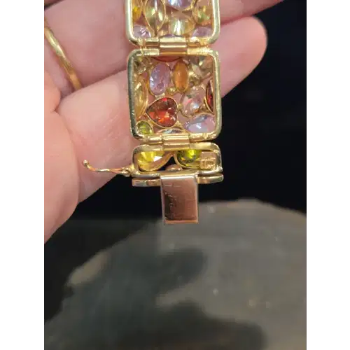 14K Yellow Gold Tutti Frutti Multi Gemstone Bracelet (RK-441)