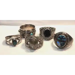 Sterling Silver Natural Stones Rings Lot #4 (RK-454)