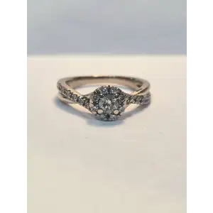 10K Rose Gold Halo Engagement Ring